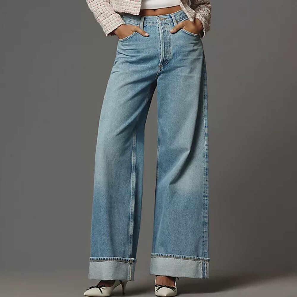AGOLDE Dame High-Rise Cuffed Wide-Leg Jeans - WORN ONCE